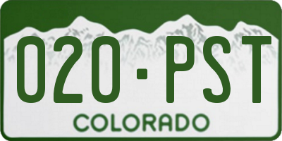 CO license plate 020PST
