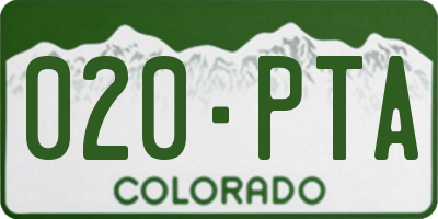 CO license plate 020PTA