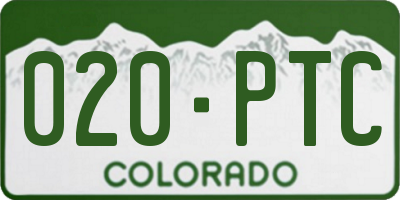 CO license plate 020PTC