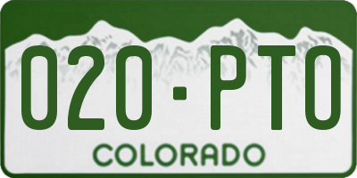 CO license plate 020PTO