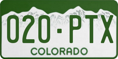 CO license plate 020PTX