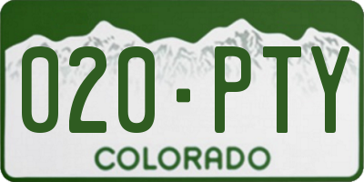 CO license plate 020PTY