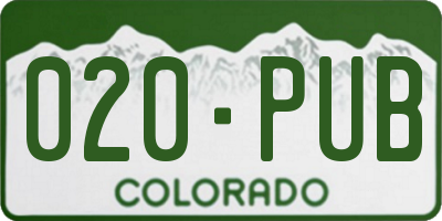 CO license plate 020PUB