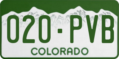 CO license plate 020PVB