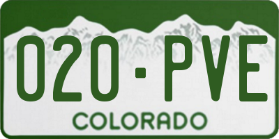 CO license plate 020PVE