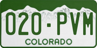 CO license plate 020PVM