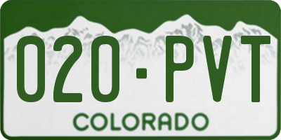 CO license plate 020PVT