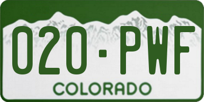 CO license plate 020PWF