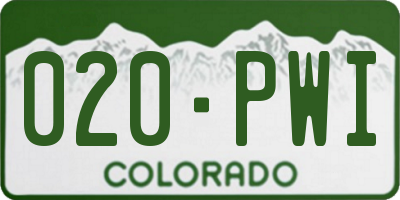 CO license plate 020PWI