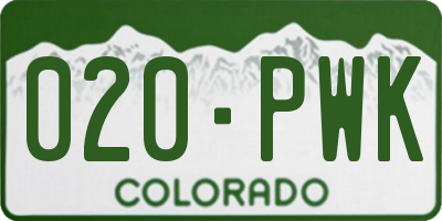 CO license plate 020PWK