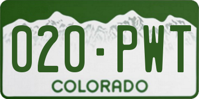 CO license plate 020PWT