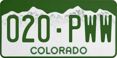 CO license plate 020PWW