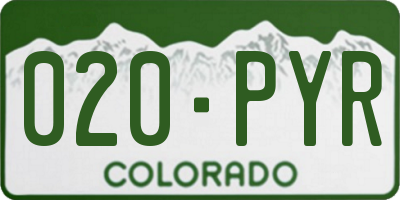 CO license plate 020PYR