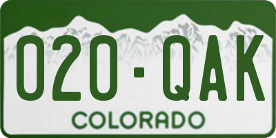 CO license plate 020QAK