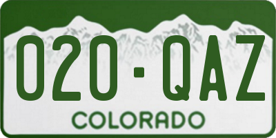 CO license plate 020QAZ
