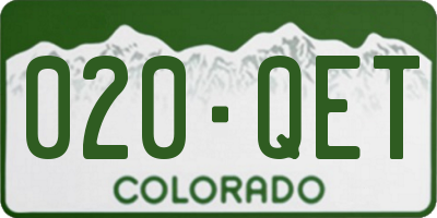 CO license plate 020QET