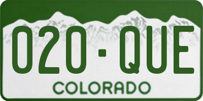 CO license plate 020QUE