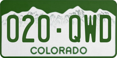 CO license plate 020QWD