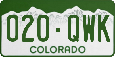 CO license plate 020QWK