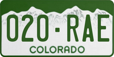 CO license plate 020RAE