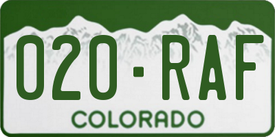 CO license plate 020RAF