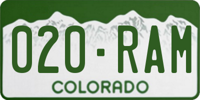 CO license plate 020RAM