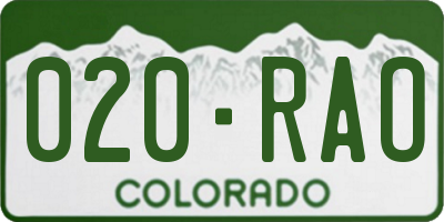 CO license plate 020RAO