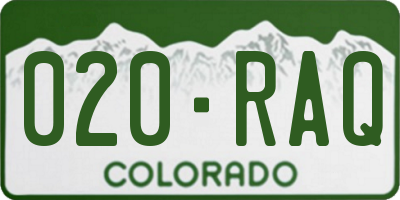 CO license plate 020RAQ