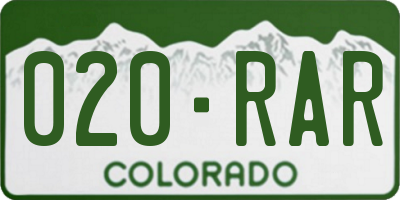 CO license plate 020RAR