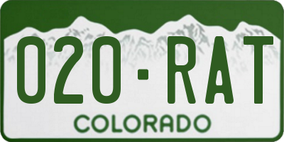 CO license plate 020RAT