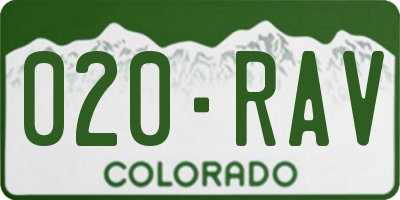 CO license plate 020RAV