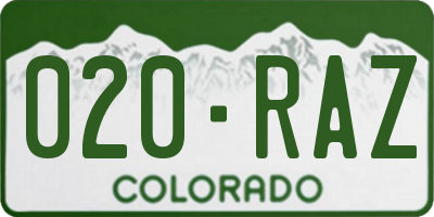 CO license plate 020RAZ