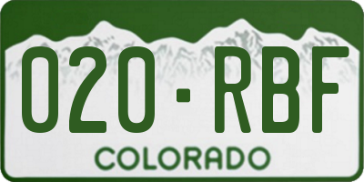 CO license plate 020RBF