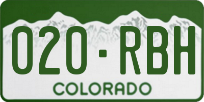 CO license plate 020RBH