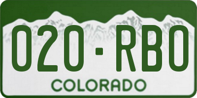 CO license plate 020RBO