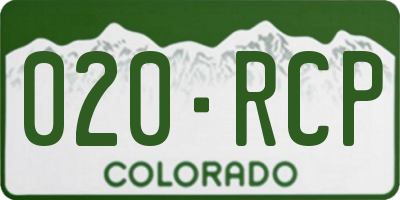 CO license plate 020RCP
