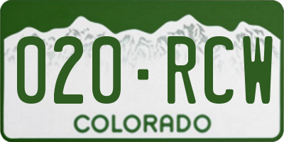CO license plate 020RCW