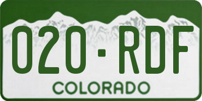 CO license plate 020RDF