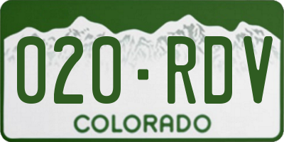 CO license plate 020RDV