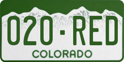 CO license plate 020RED