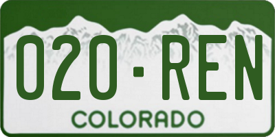 CO license plate 020REN