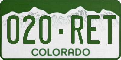 CO license plate 020RET