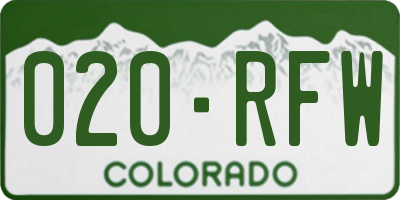 CO license plate 020RFW