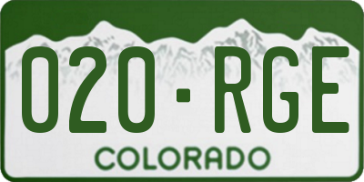 CO license plate 020RGE