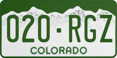 CO license plate 020RGZ
