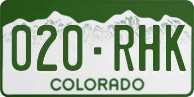CO license plate 020RHK