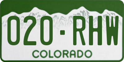 CO license plate 020RHW