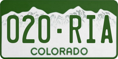 CO license plate 020RIA