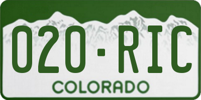 CO license plate 020RIC