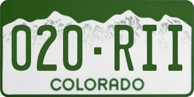 CO license plate 020RII